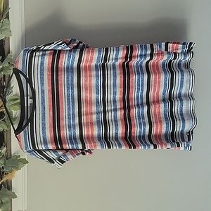XL LuLaRoe Striped Short Sleeve Tee - Pink, Blue & Navy